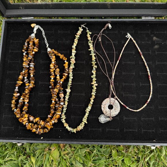 Vintage Beaded Necklaces Lot of 4 - Sterling Silver Hardware - Picture 1 of 3